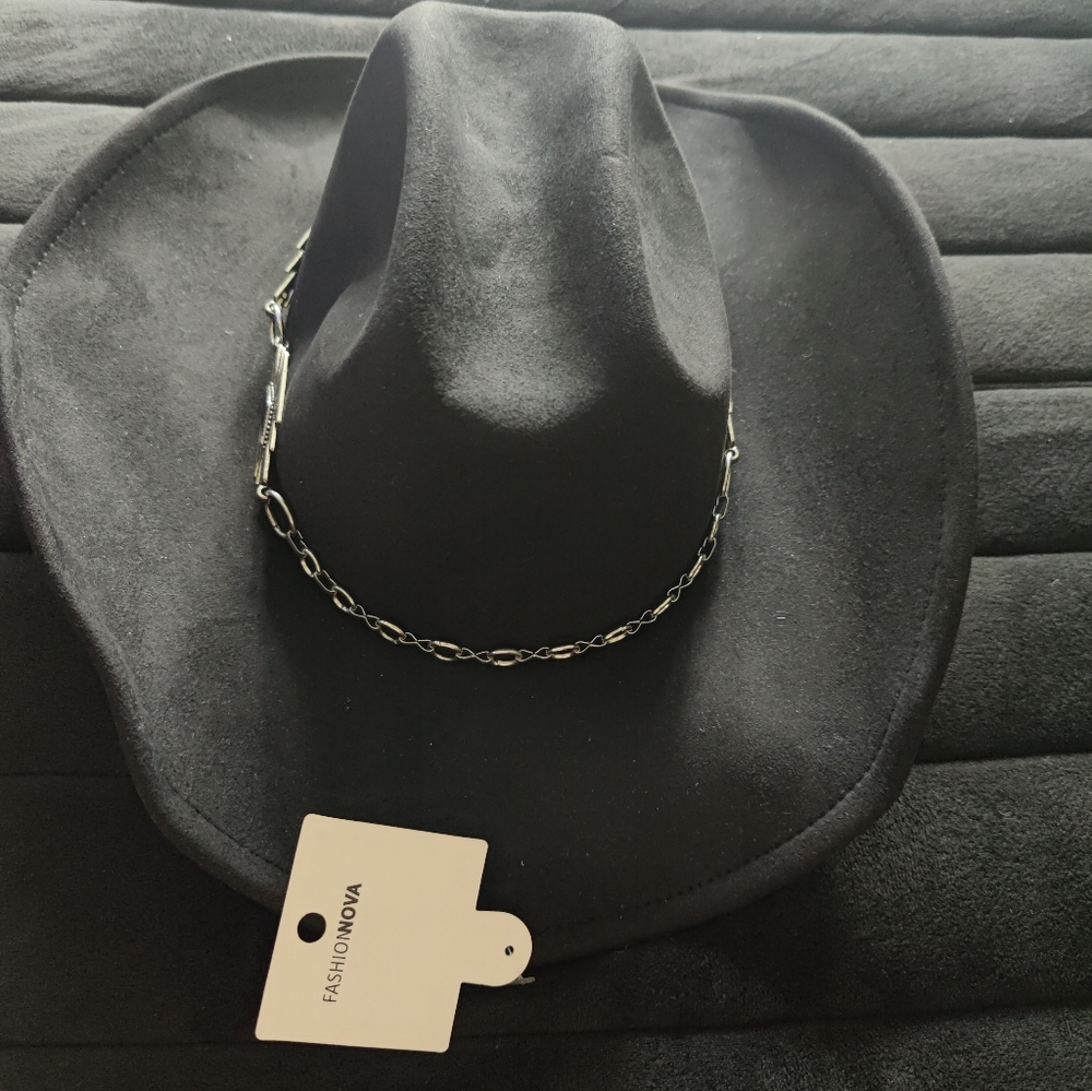 Black Fashion Nova Womens Western Hat OS NWT